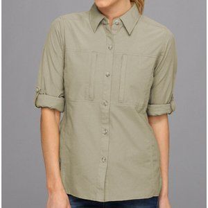 EUC ExOfficio Dryflylite Long-Sleeve Travel khaki shirt